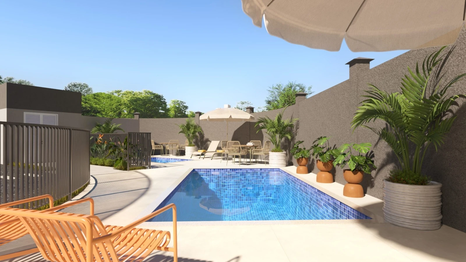 Piscina adulto e deck