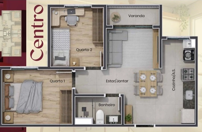 Planta do apartamento de centro